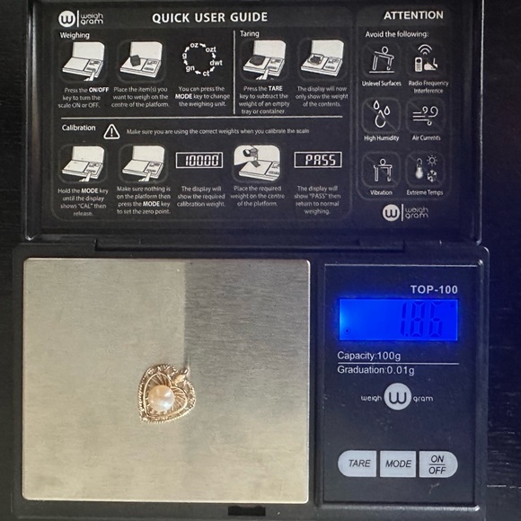 14k Solid Gold Heart Shaped Basket Pendant with Pearl Center - Picture 2 of 16